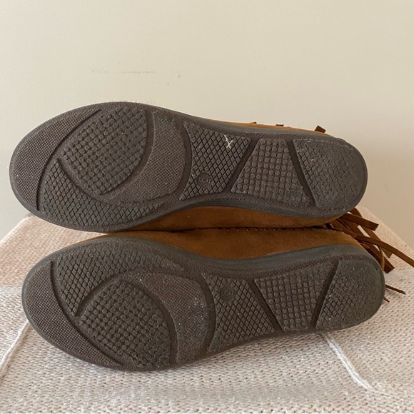 Corky's Mohawk fringe leather/suede boots brown/rust tan stitching mixed sz 6 - Picture 10 of 12